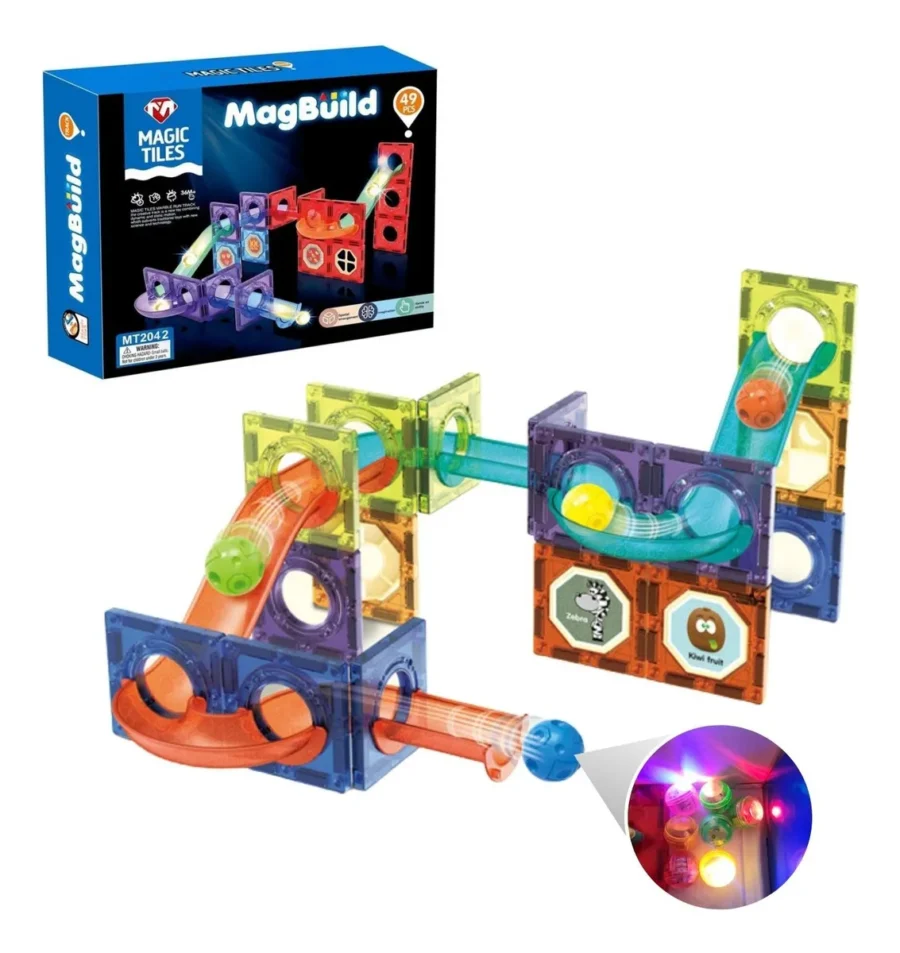 Bloques Juego Construcción Magnéticos 49 Piezas Luz Esfera Imanes