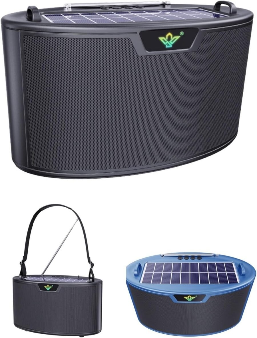Parlante Bluetooth Panel Solar Radio Antena Usb Aux Portátil