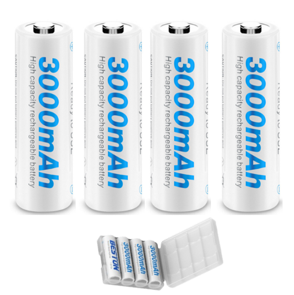 Pack 4 Pilas Baterías Aa 1.2v Recargables Beston 3000mah