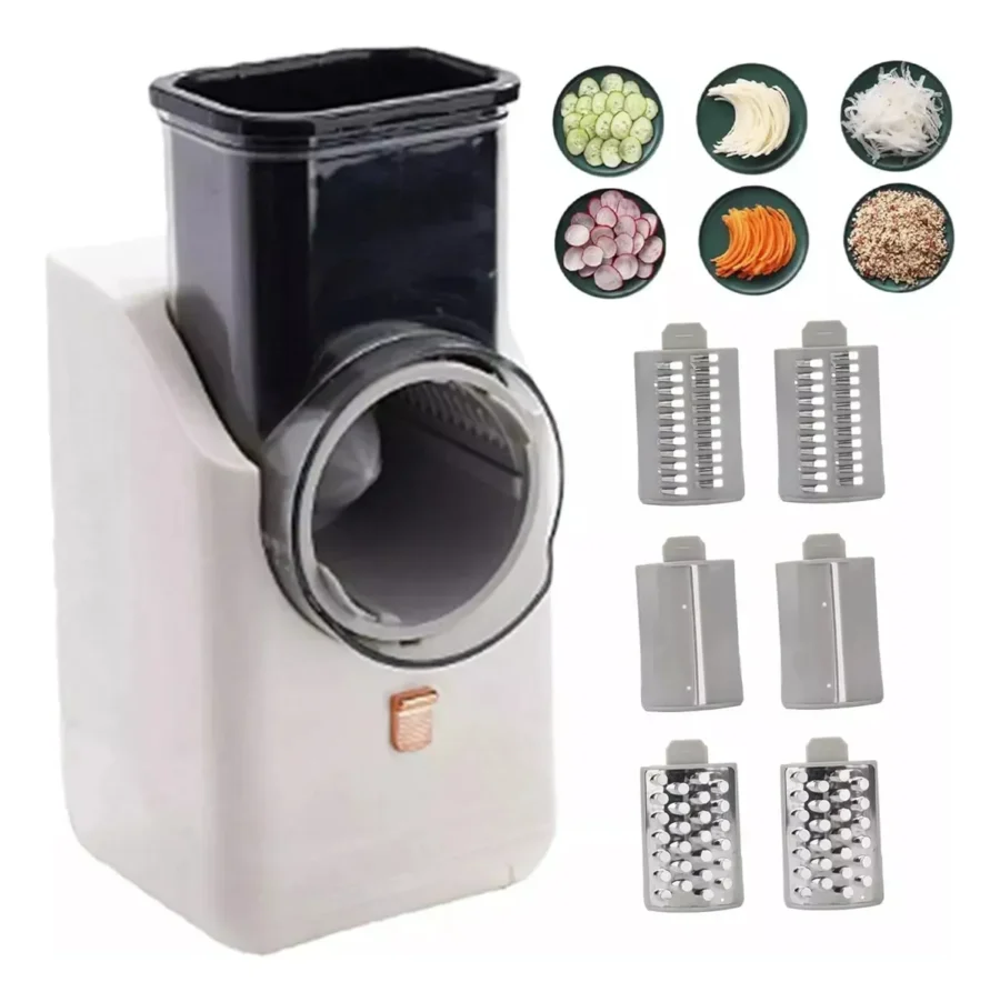 Rallador Cortador Eléctrico 6 Cortes Intercambiables