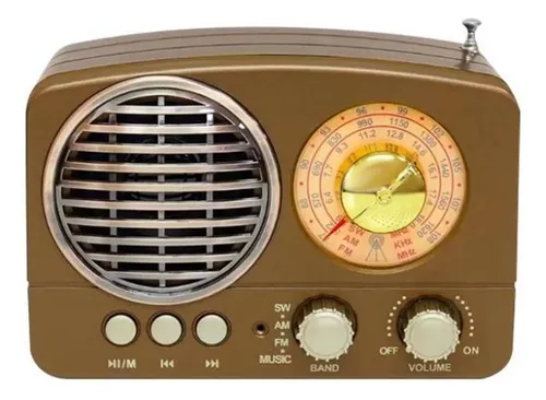 Radio Retro Vintage Portátil Recargable Am/fm Bluetooth Marrón