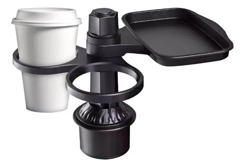Soporte Multifunción Para Auto Posavasos Y Bandeja Negro