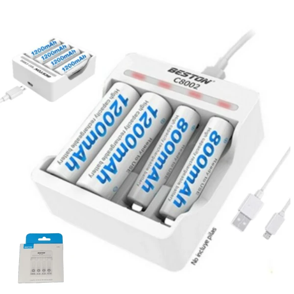 Cargador Baterías 4 Pilas Usb Recargables AA Y AAA