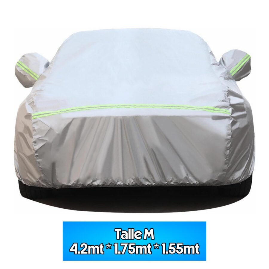 Funda Cubre Auto Impermeable Felpa Interior Lluvia Sol M Plateado