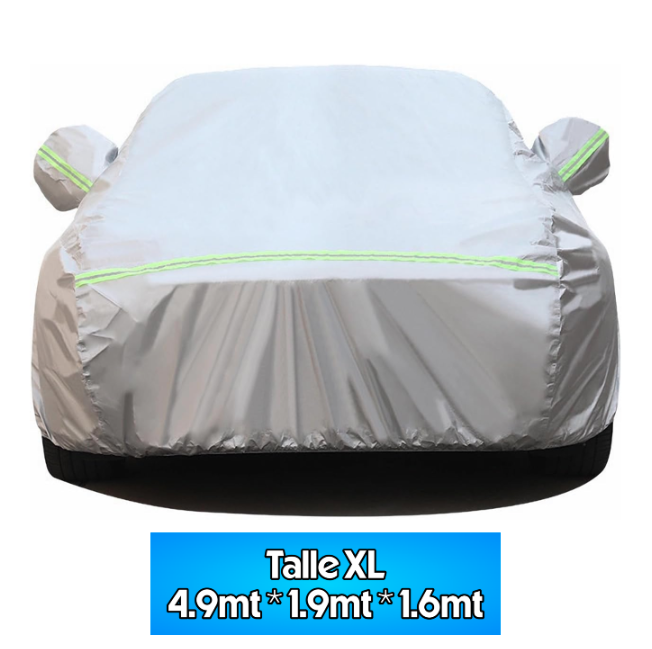 Funda Cubre Auto Impermeable Felpa Interior Lluvia Sol Xl Plateado