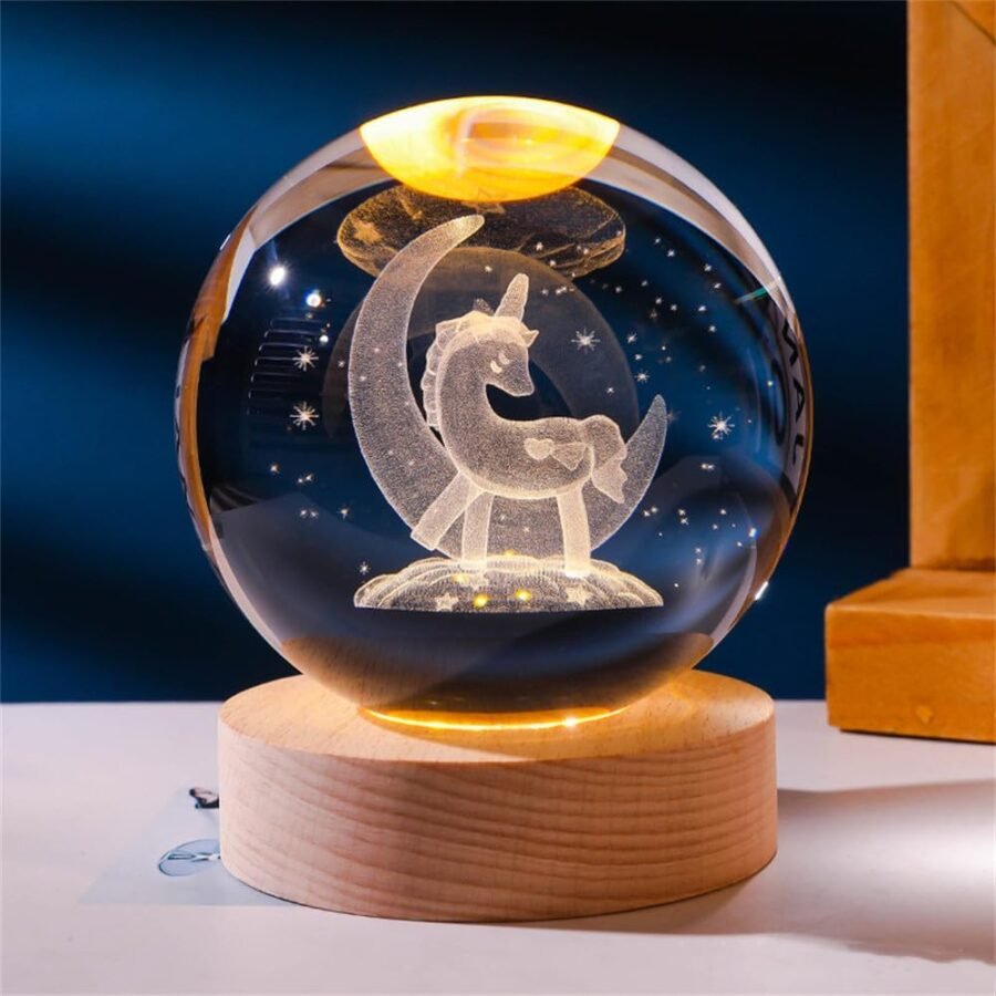 Lampara Bola De Cristal 3D Grabado Láser Decoración Esfera