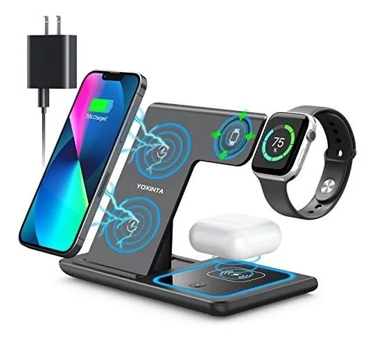 Cargador Inalámbrico Estación Carga Inalámbrica 3en1 Soporte