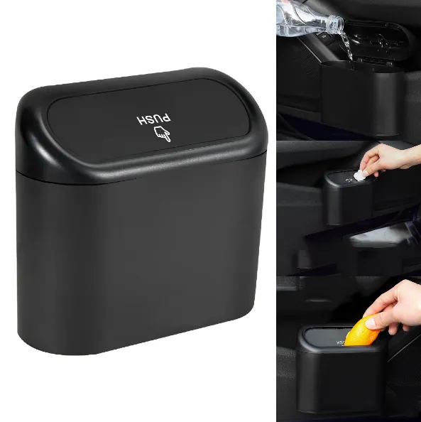 Basurero Papelera Mini Para Auto Portátil Con Tapa Retráctil Papelera Para Auto